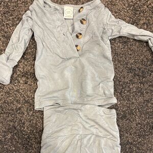 Light blue baby Button-Detail Baby Outfit